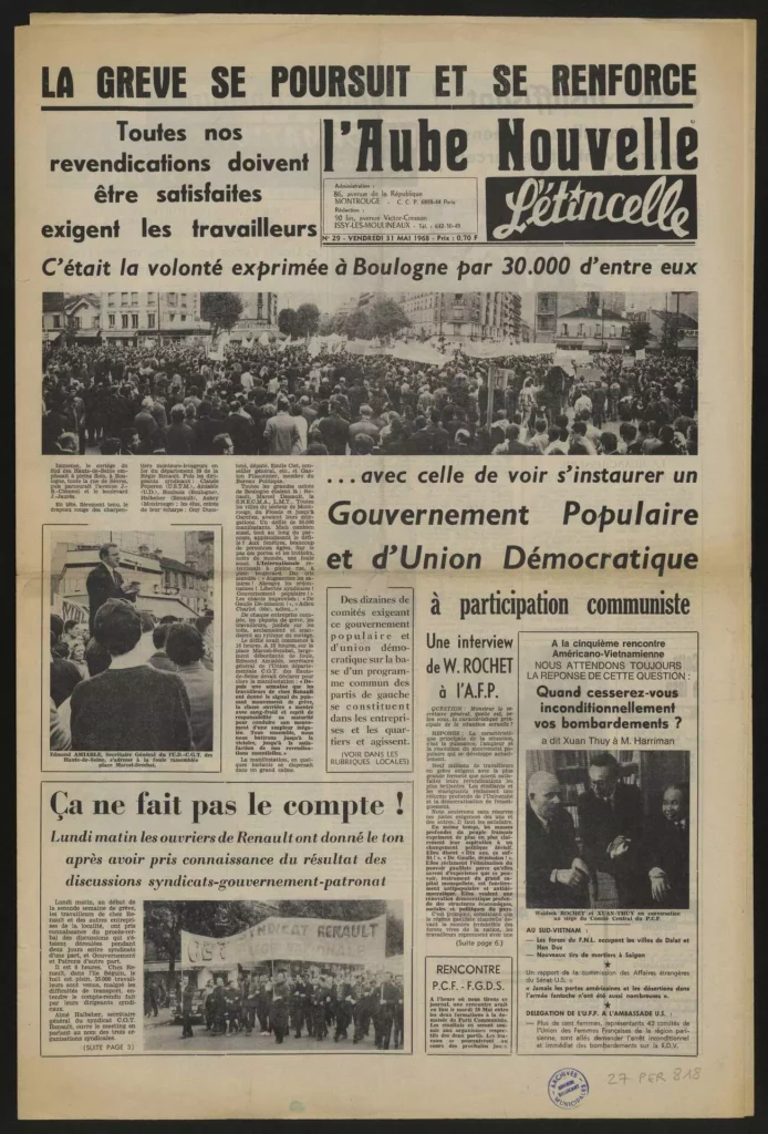 L’aube Nouvelle - L’étincelle, n°29, vendredi 31 mai 1968. Archives municipales de Boulogne-Billancourt