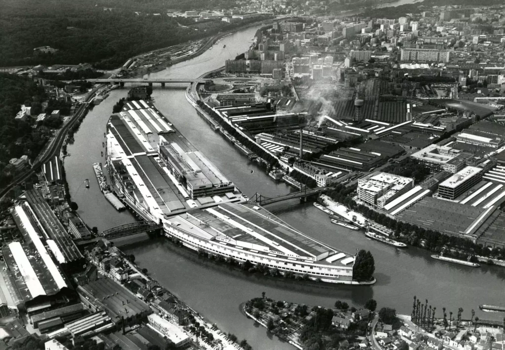 Panorama sur les usines Renault, vers 1970. Archives municipales de Boulogne-Billancourt