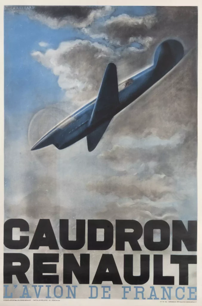 H. Chauffard, Caudron Renault L’Avion de France, 1936. Lithographie sur toile, 127x85 cm. © Droits réservés. Musées de la ville de Boulogne-Billancourt - Photo VDSA, C. Caudroy
